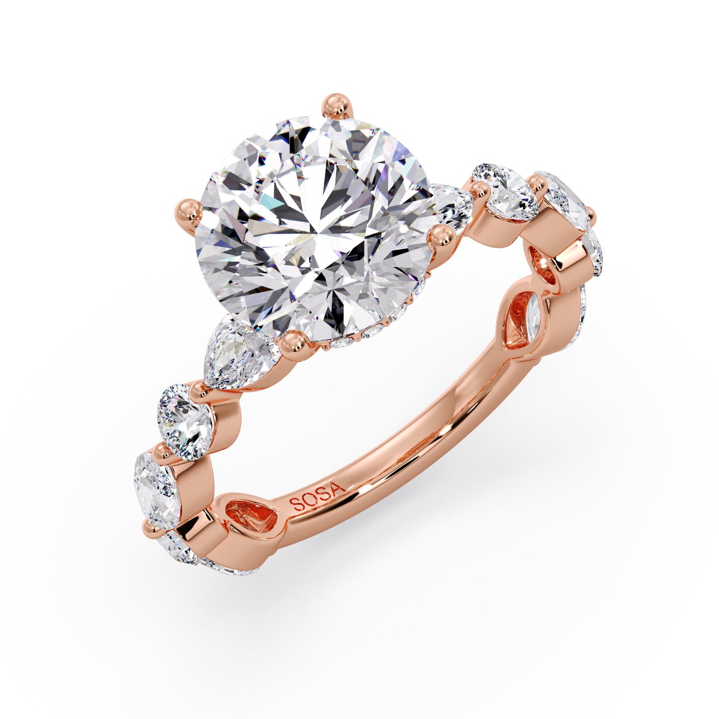 3 carat round, Round/Marquise setting