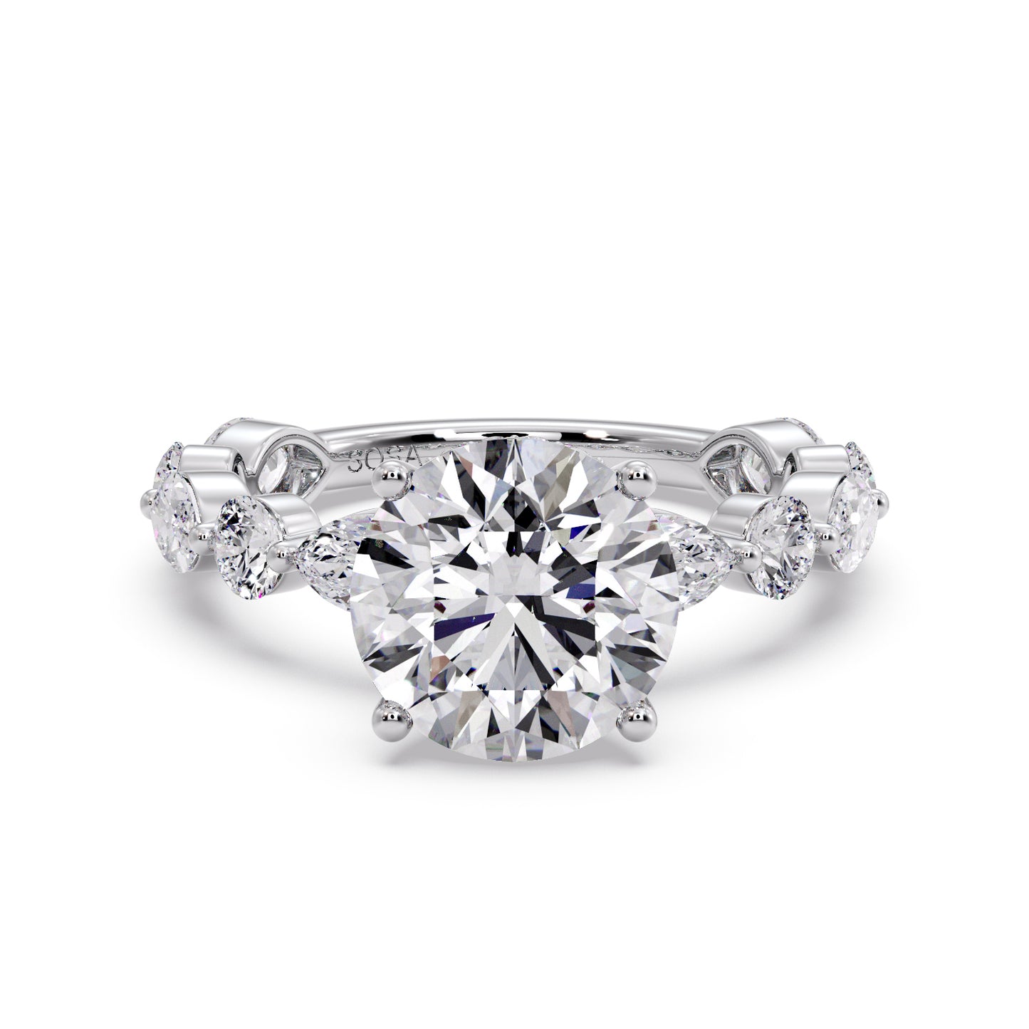 3 carat round, Round/Marquise setting