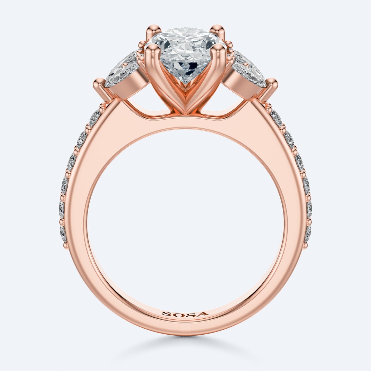 2 Carat Oval fleur de lune setting ring