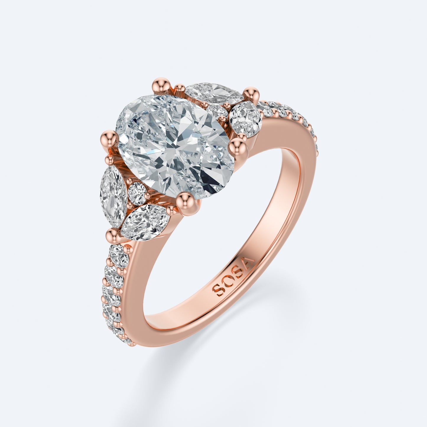 2 Carat Oval fleur de lune setting ring
