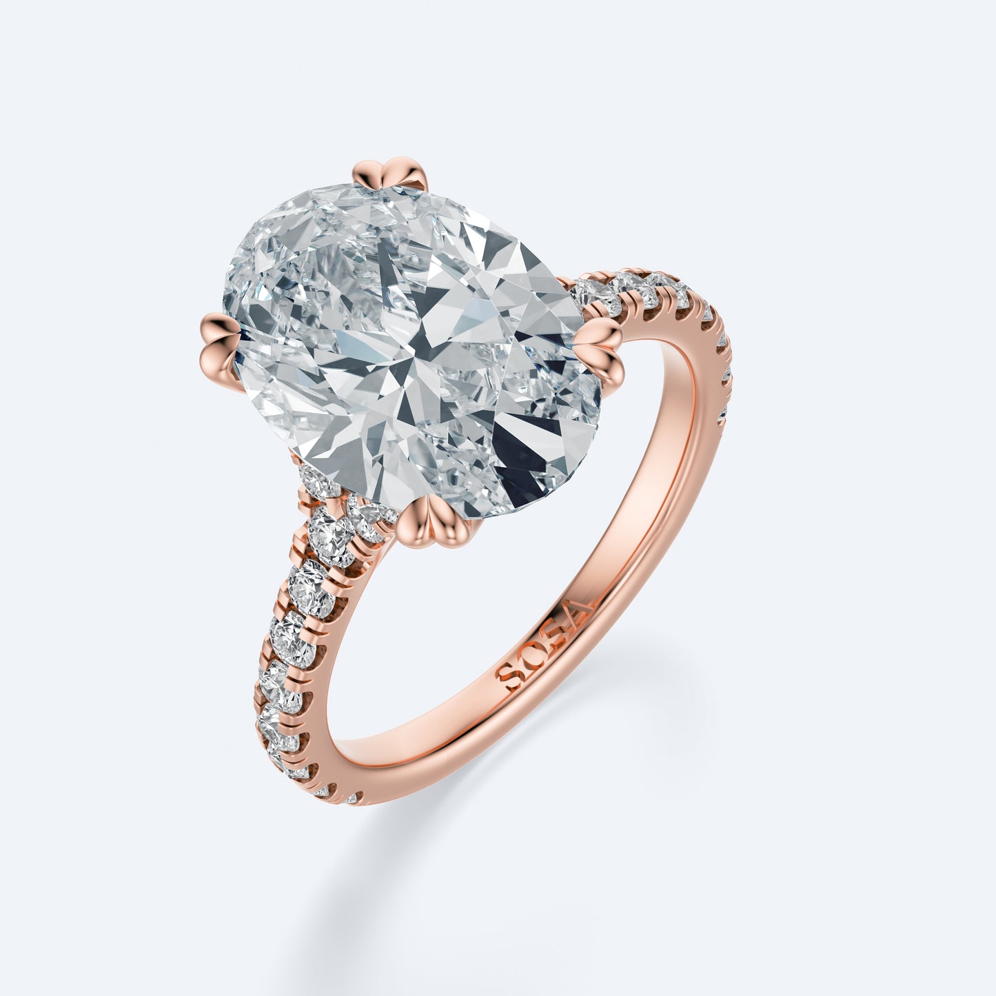 5 Carat Oval luna sol setting