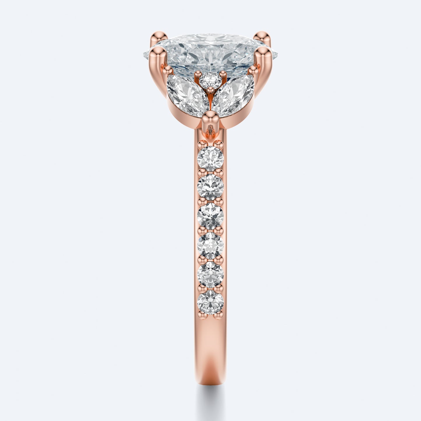 2 Carat Oval fleur de lune setting ring
