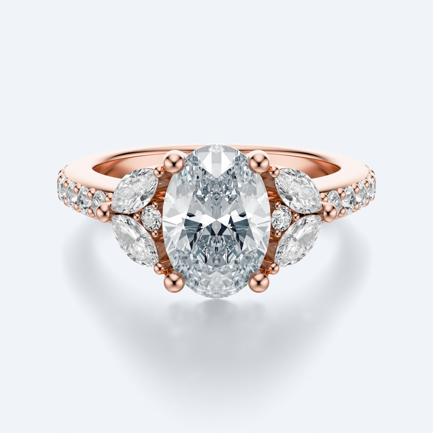 2 Carat Oval fleur de lune setting ring