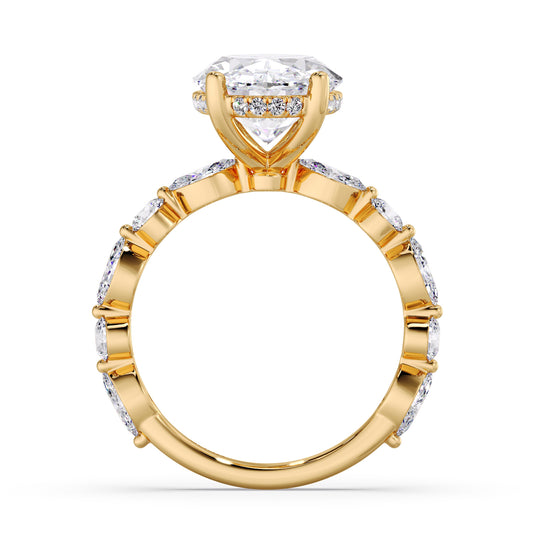 Oval diamond set in my marquise & round band setting