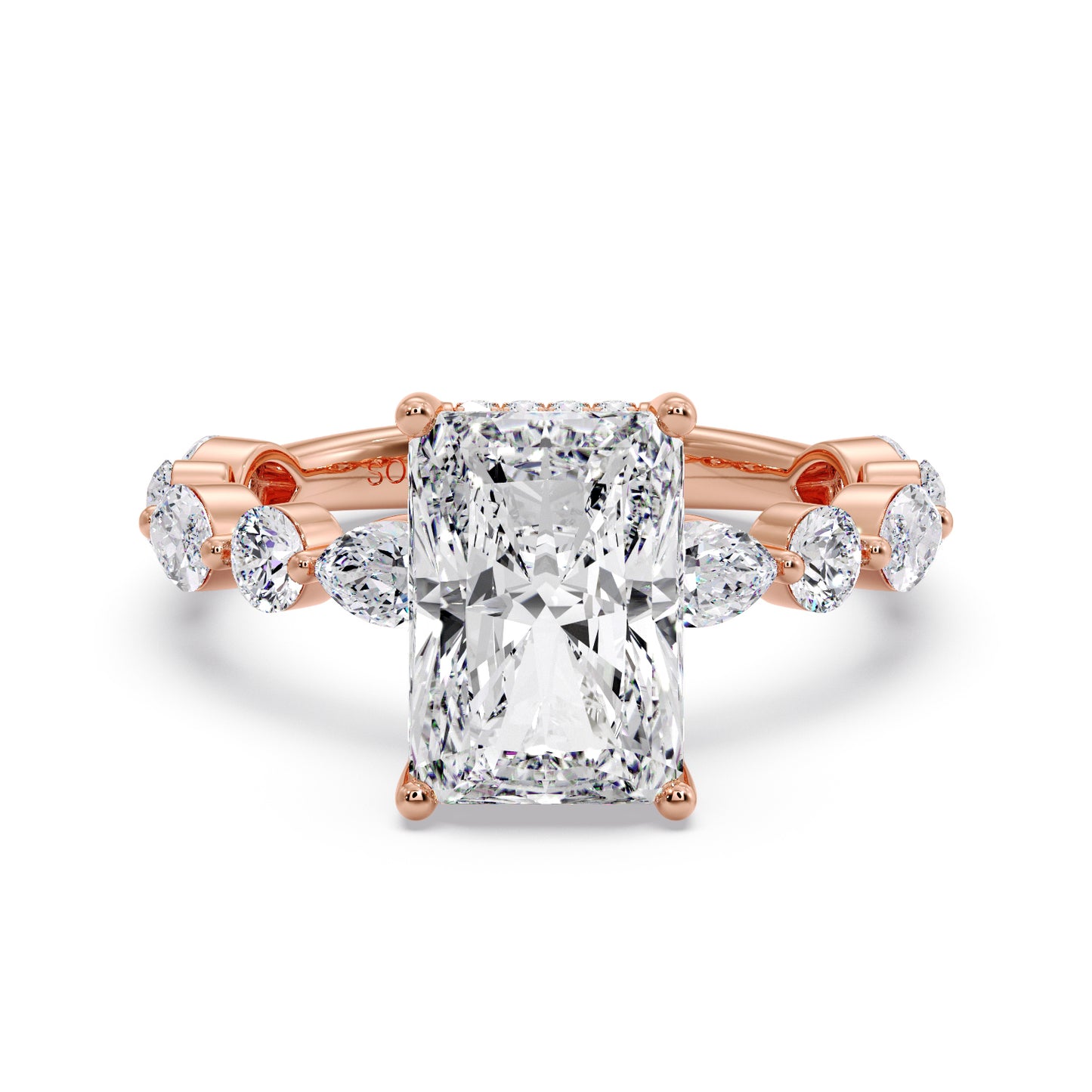 3CT Radiant Marquise & round band VS1 D color