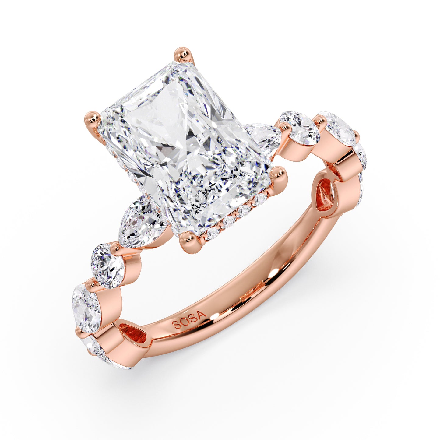 3CT Radiant Marquise & round band VS1 D color