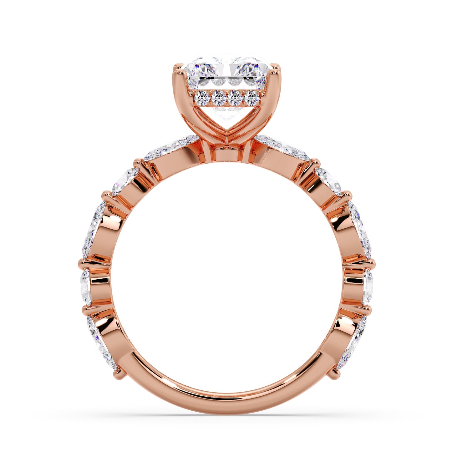 3CT Radiant Marquise & round band VS1 D color