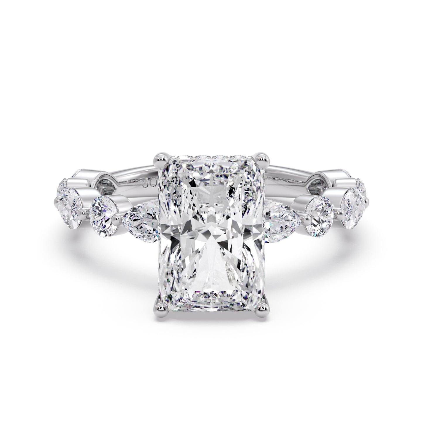 3CT Radiant Marquise & round band VS1 D color