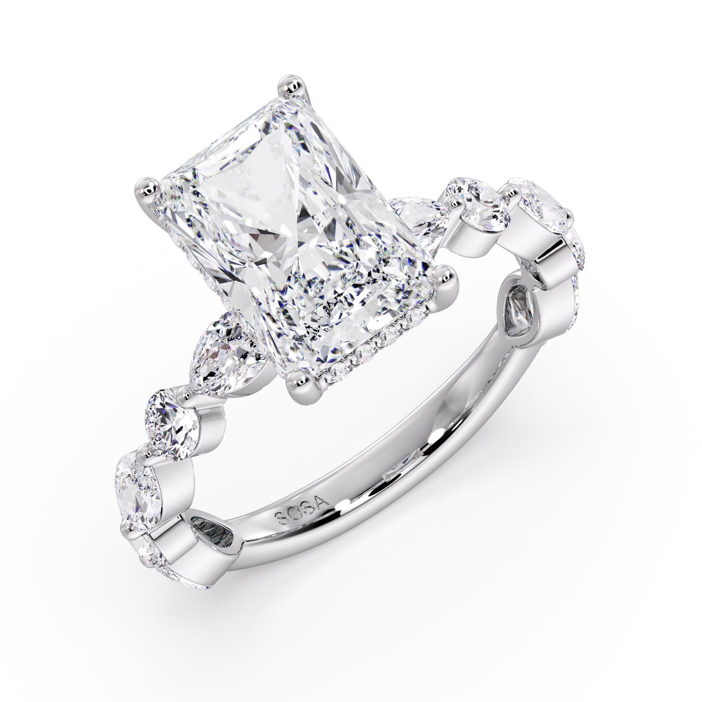 3CT Radiant Marquise & round band VS1 D color