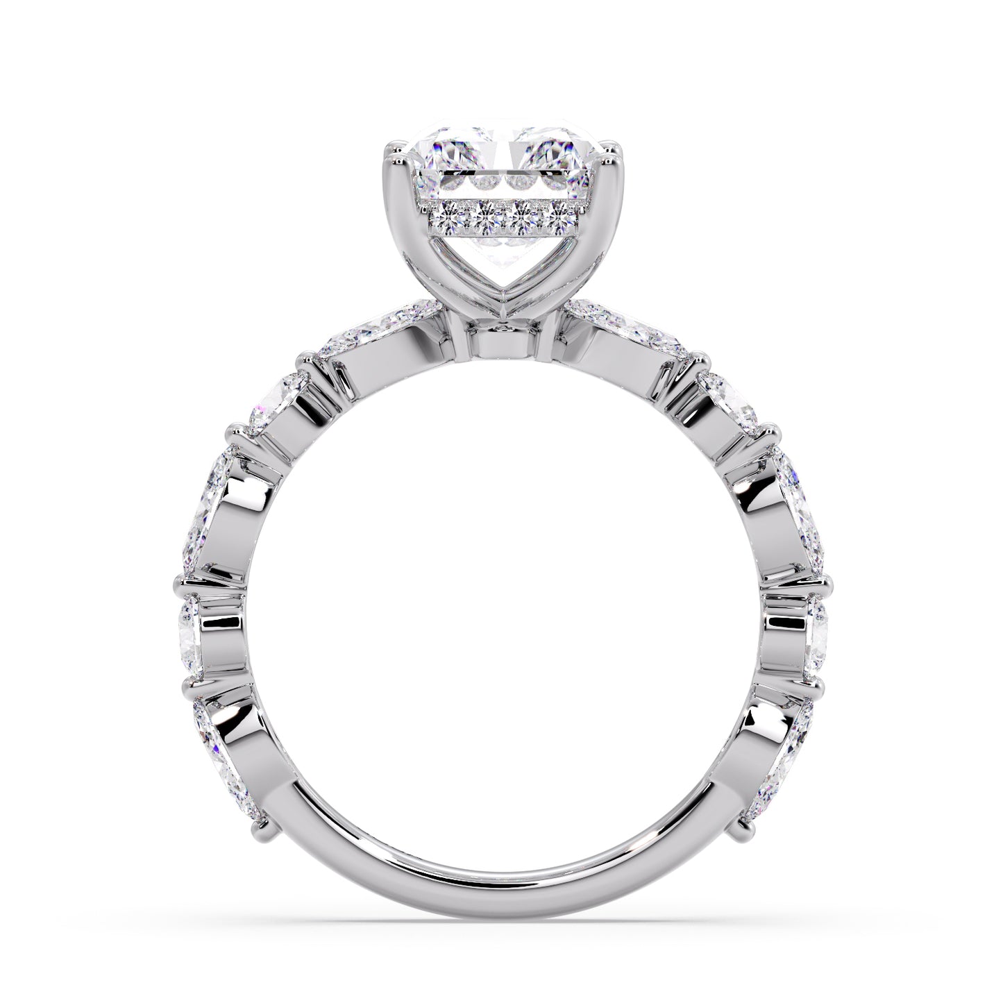 3CT Radiant Marquise & round band VS1 D color