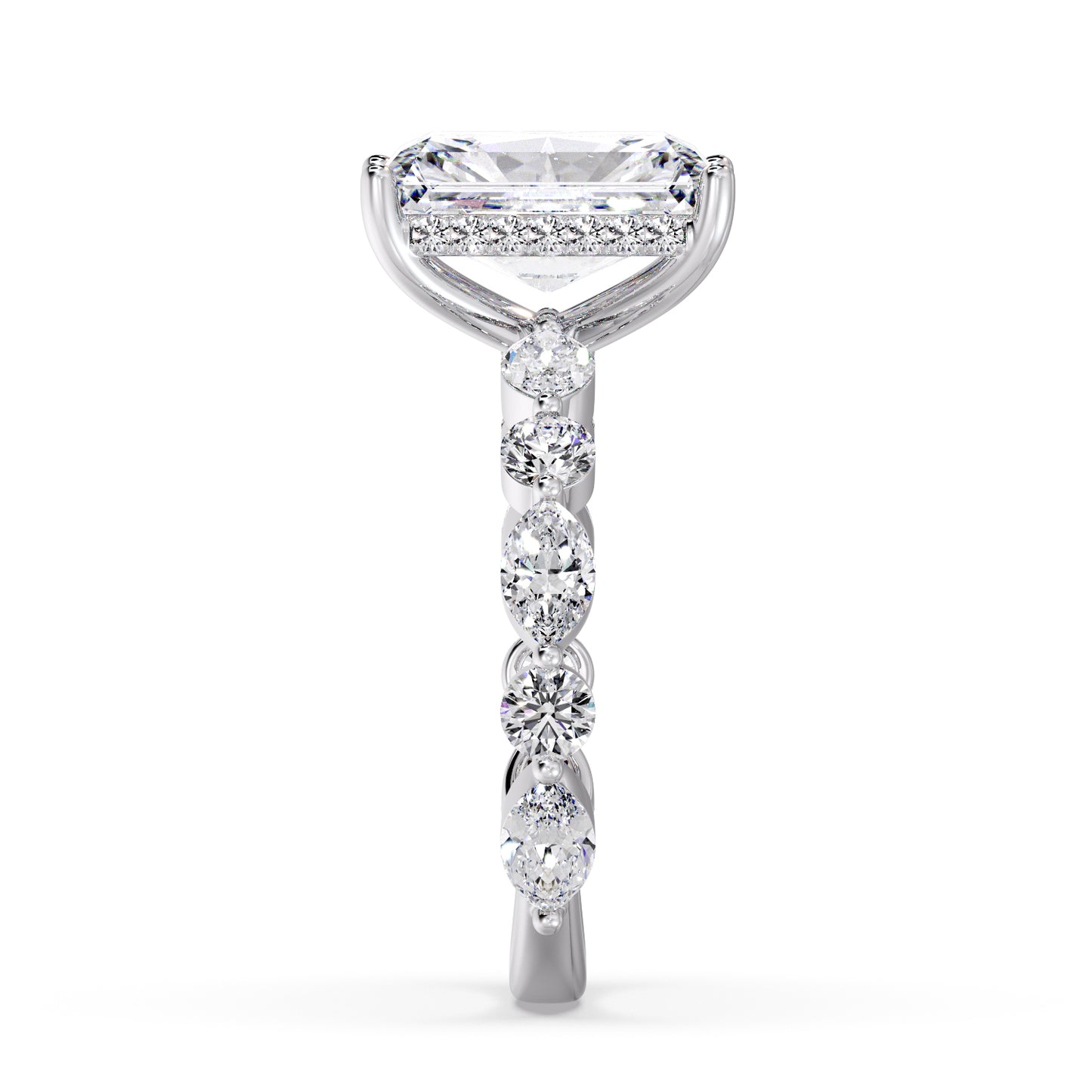 3CT Radiant Marquise & round band VS1 D color