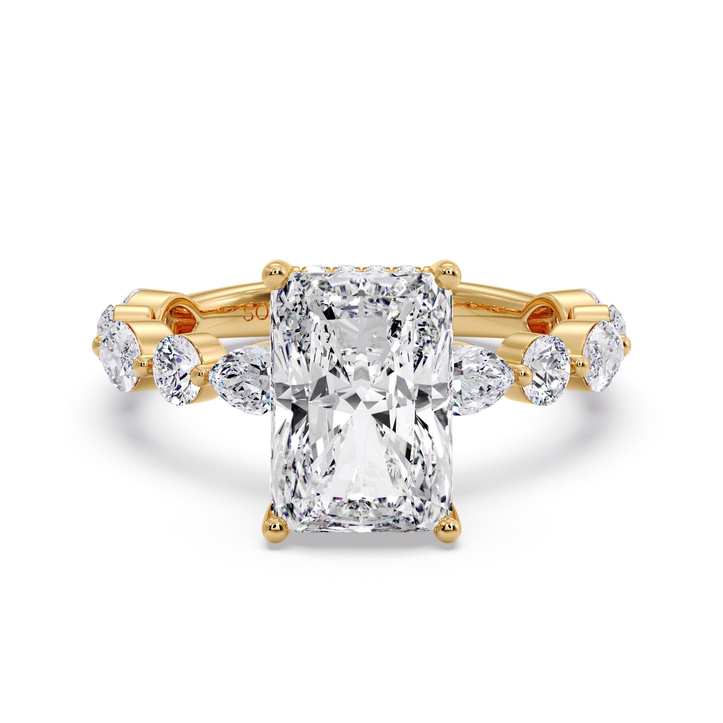 3CT Radiant Marquise & round band VS1 D color