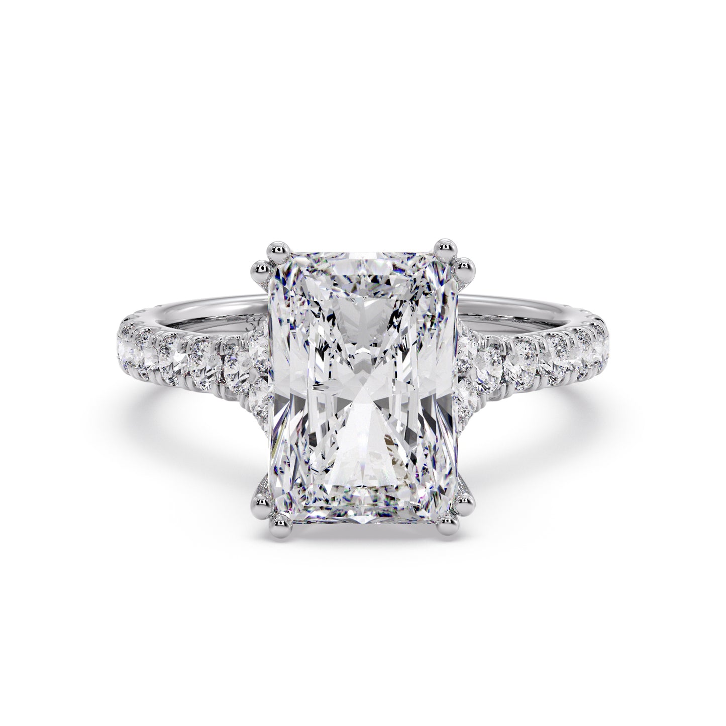Radiant cut diamond in the Luna sol setting