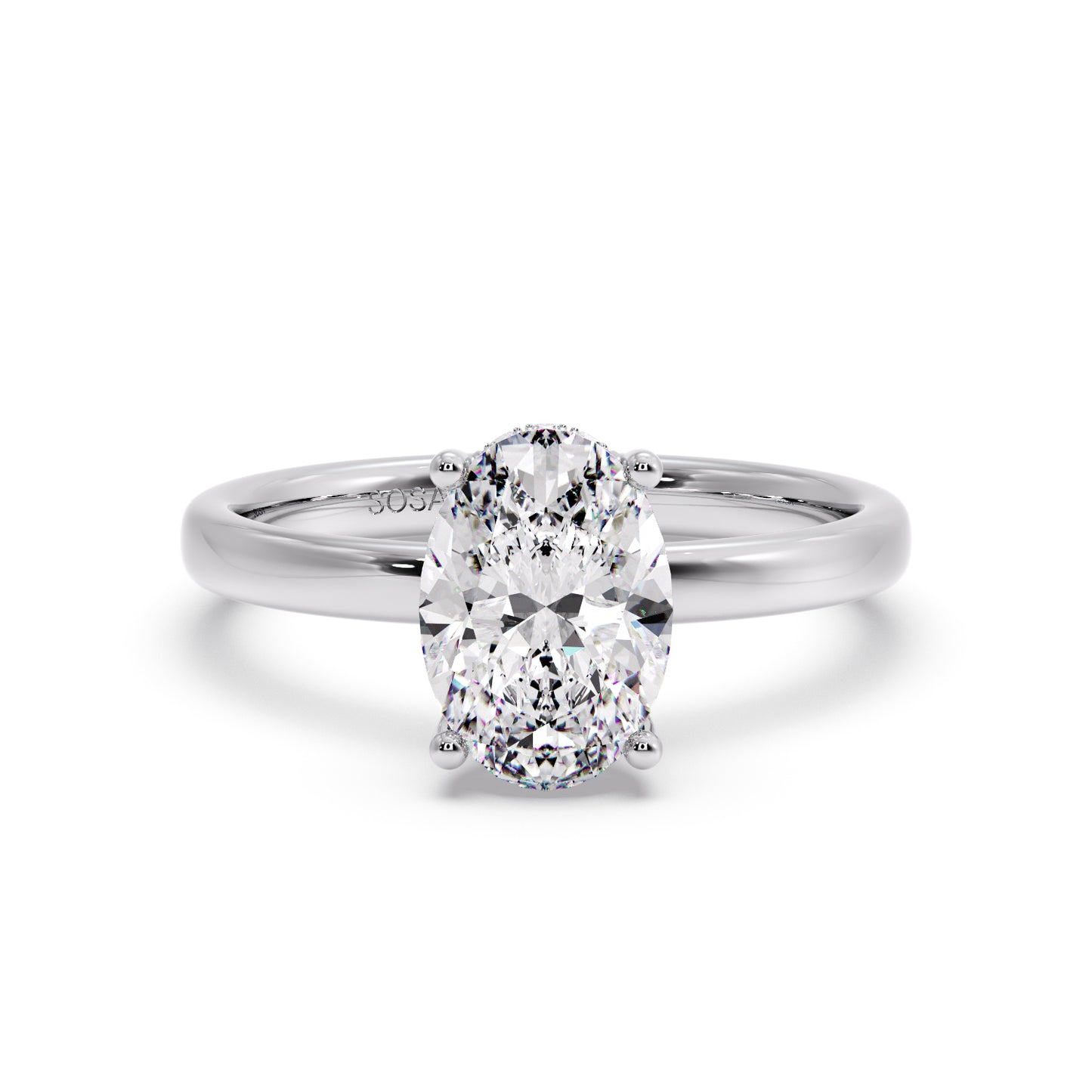 Oval diamond in a Solitaire setting 2.3mm band