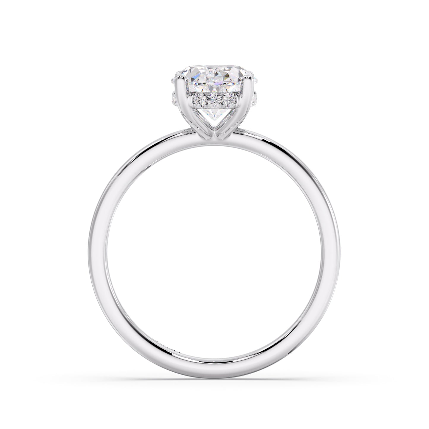 Oval diamond in a Solitaire setting 2.3mm band