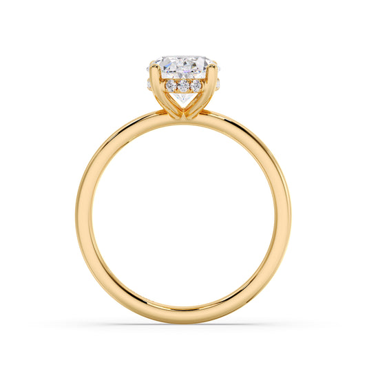 Oval diamond in a Solitaire setting 2.3mm band