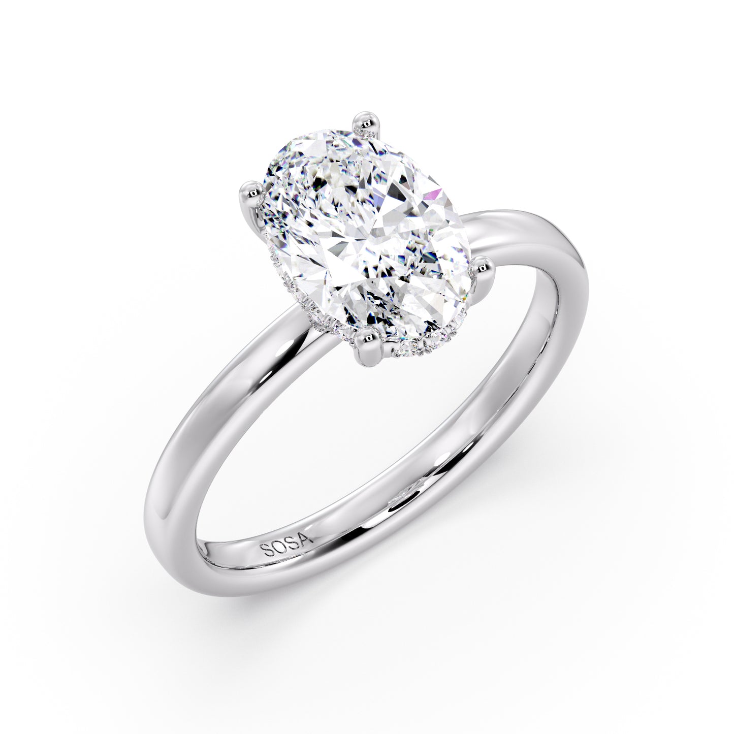 Oval diamond in a Solitaire setting 2.3mm band