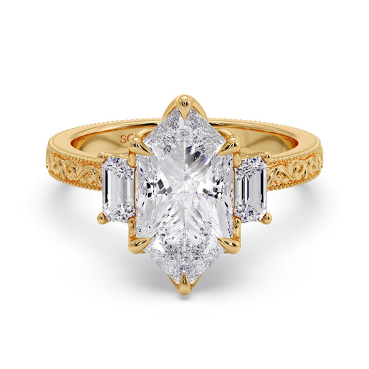 Dutch-Marquise, Emerald engraved ring