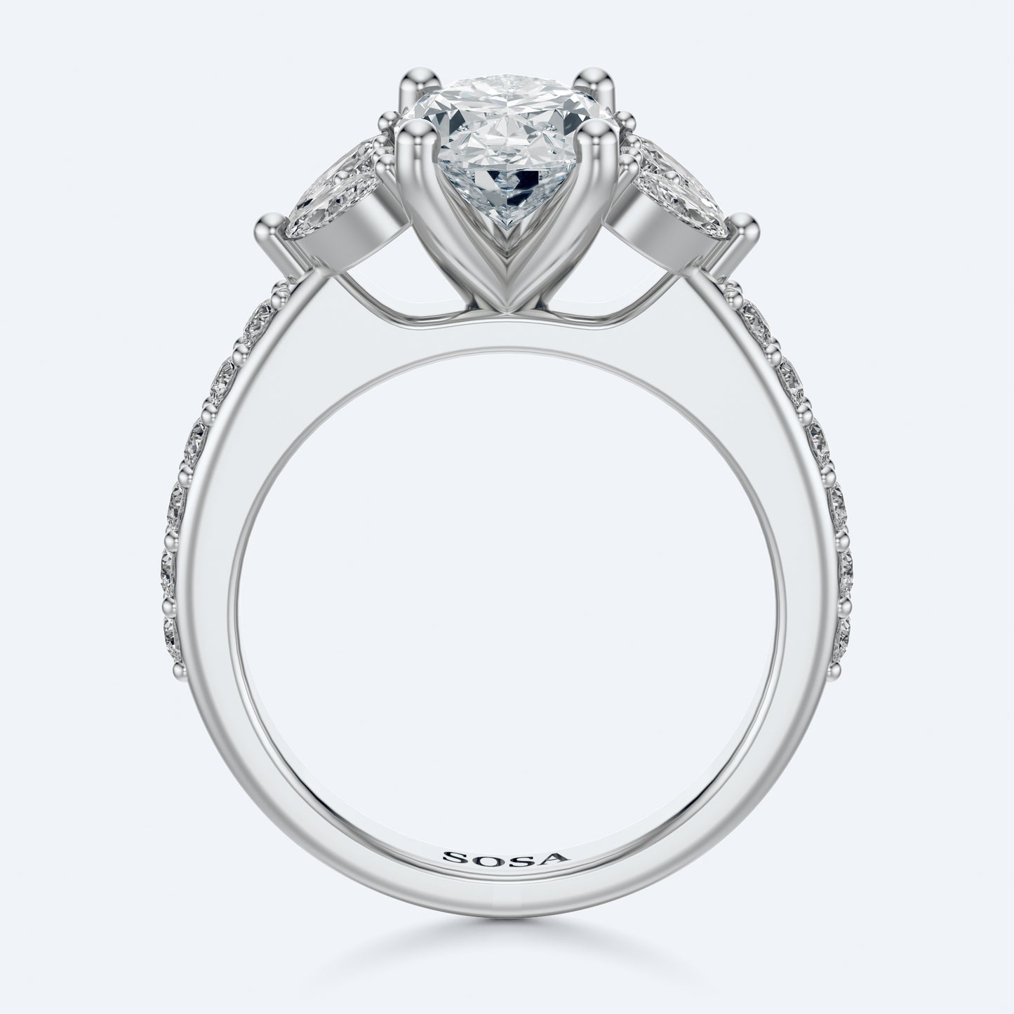 2 Carat Oval fleur de lune setting ring