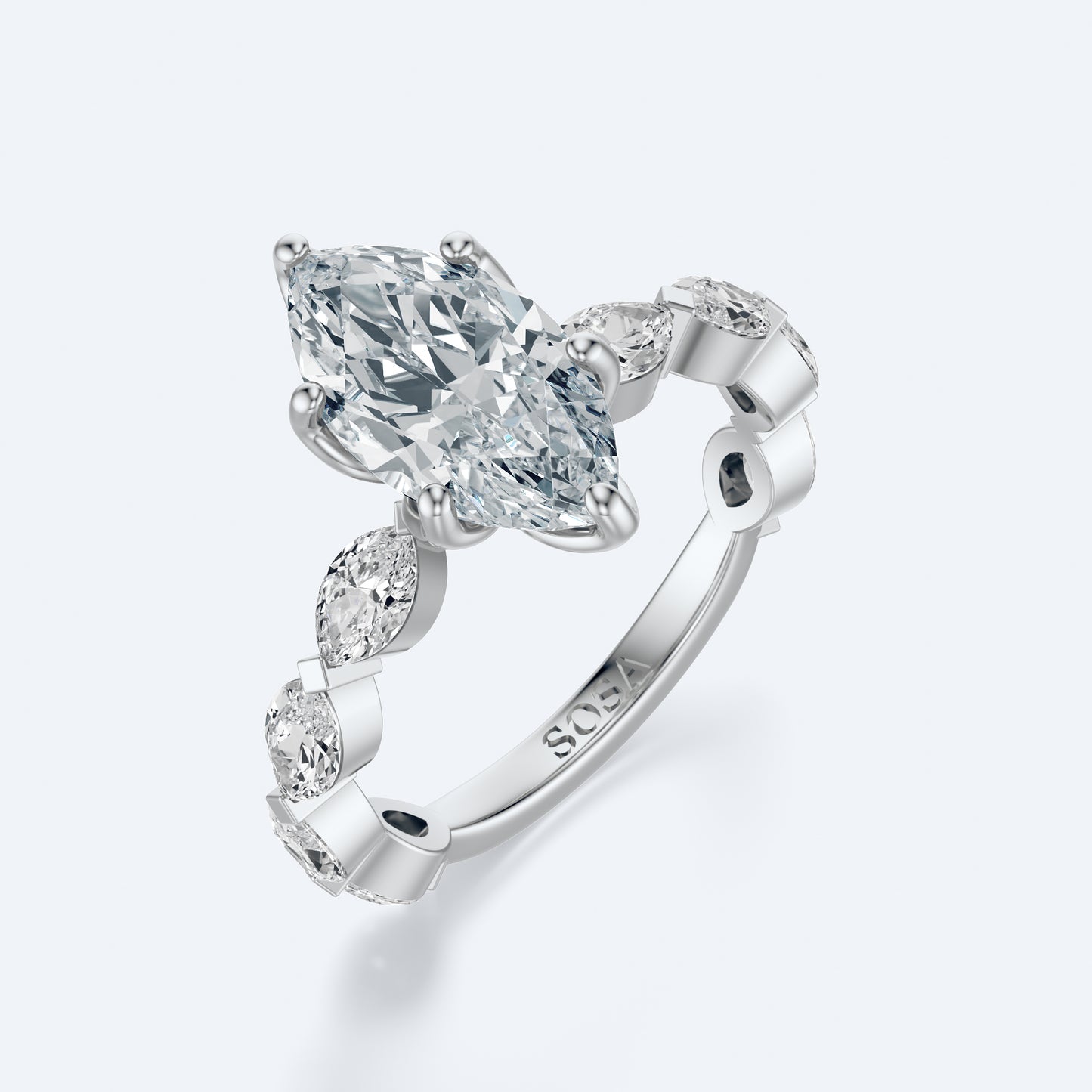 2 Carat marquise Vera Leaf setting