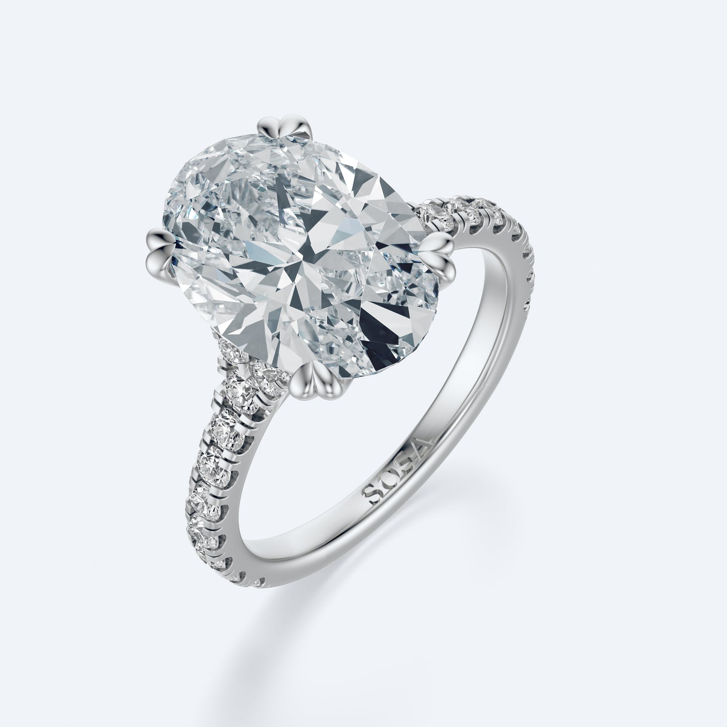 5 Carat Oval luna sol setting