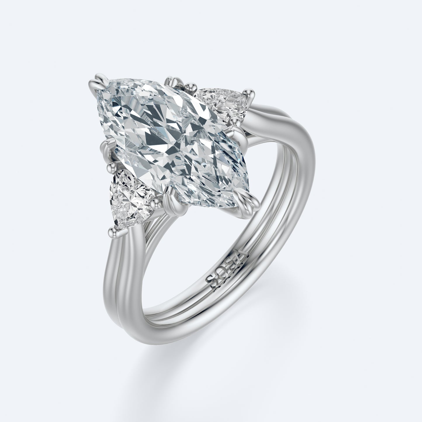 3 Carat Marquise crown of hearts setting