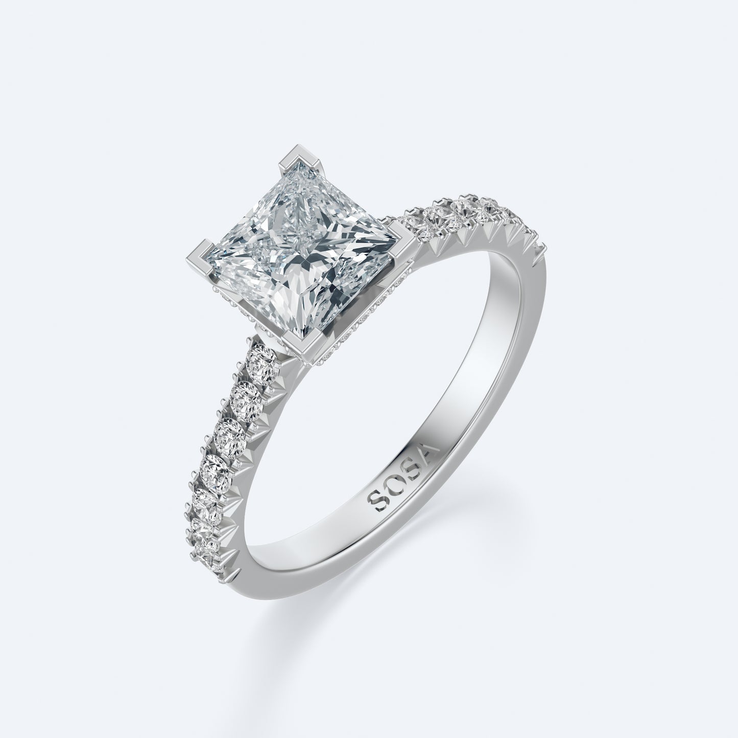 1.5 Carat princess cut luna setting