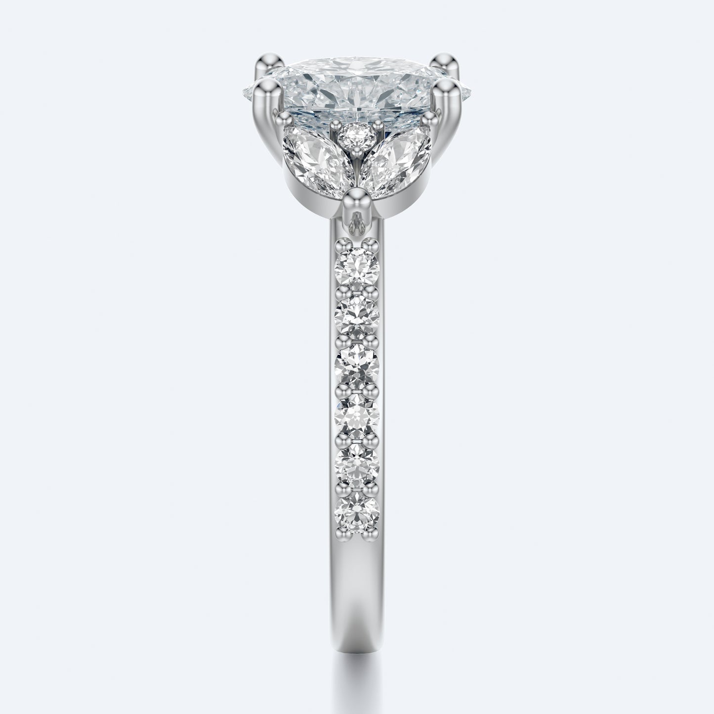 2 Carat Oval fleur de lune setting ring