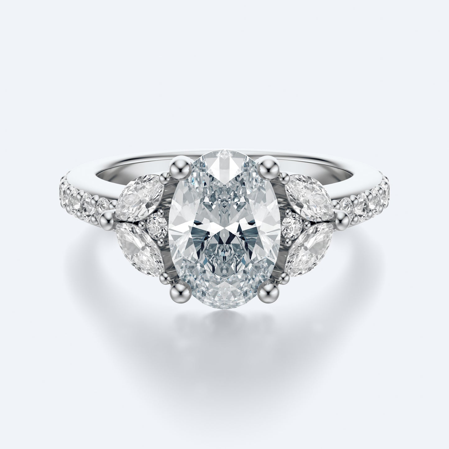 2 Carat Oval fleur de lune setting ring