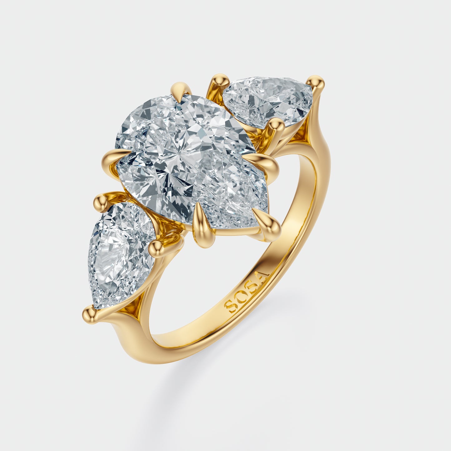 3 stone pear shape ring