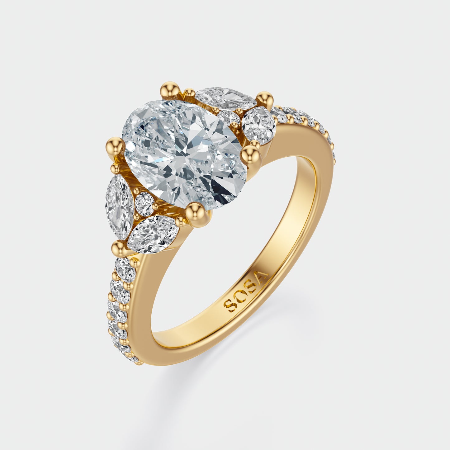 2 Carat Oval fleur de lune setting ring