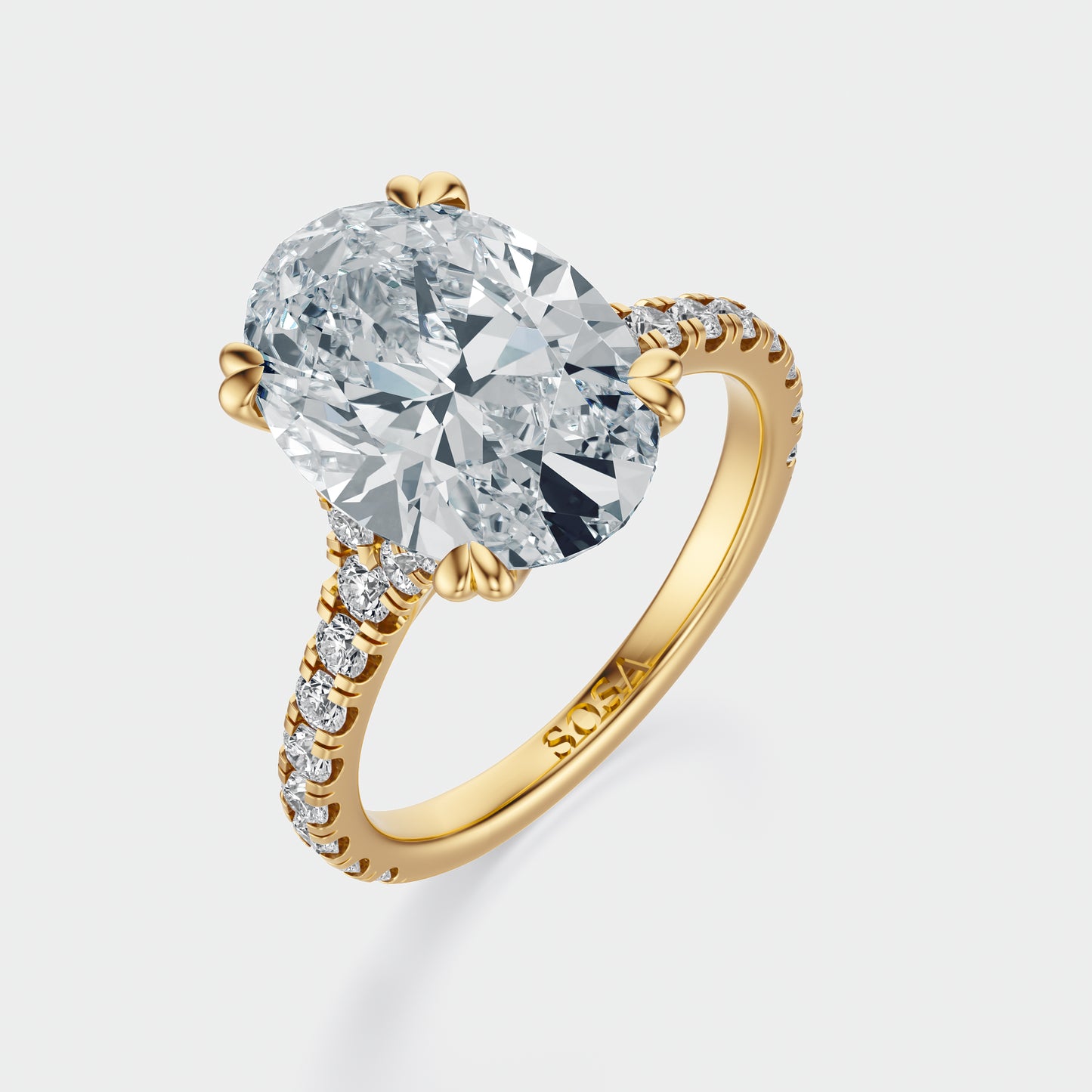 5 Carat Oval luna sol setting
