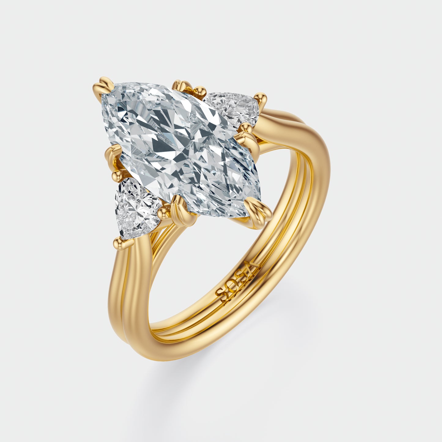 3 Carat Marquise crown of hearts setting