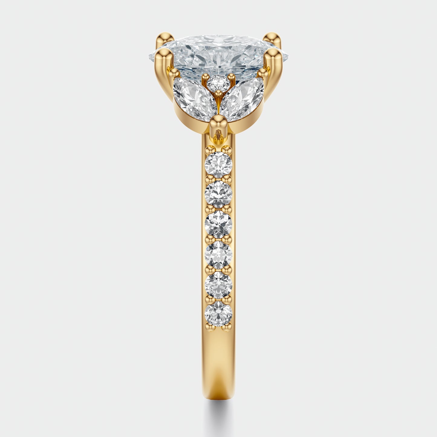 2 Carat Oval fleur de lune setting ring
