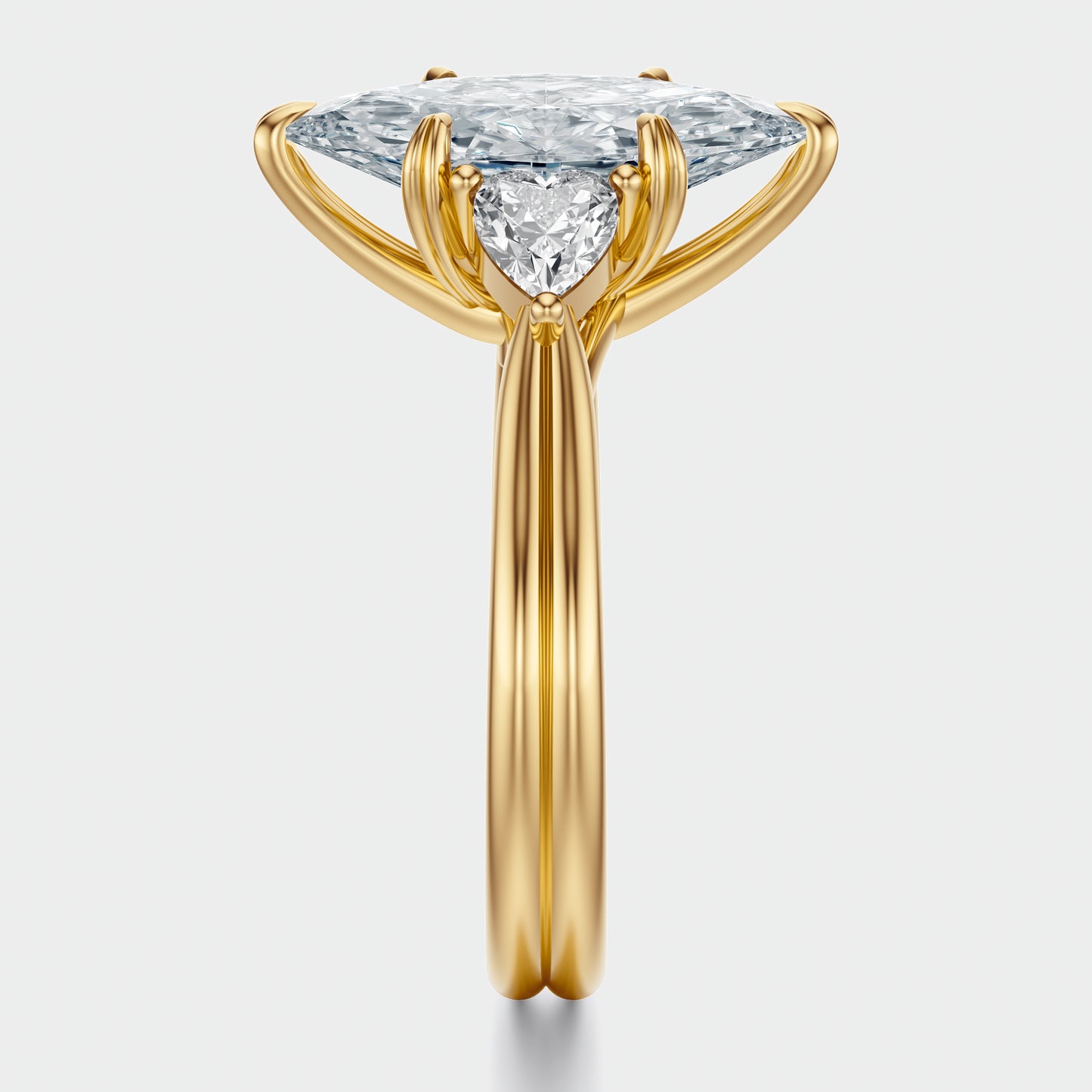 3 Carat Marquise crown of hearts setting