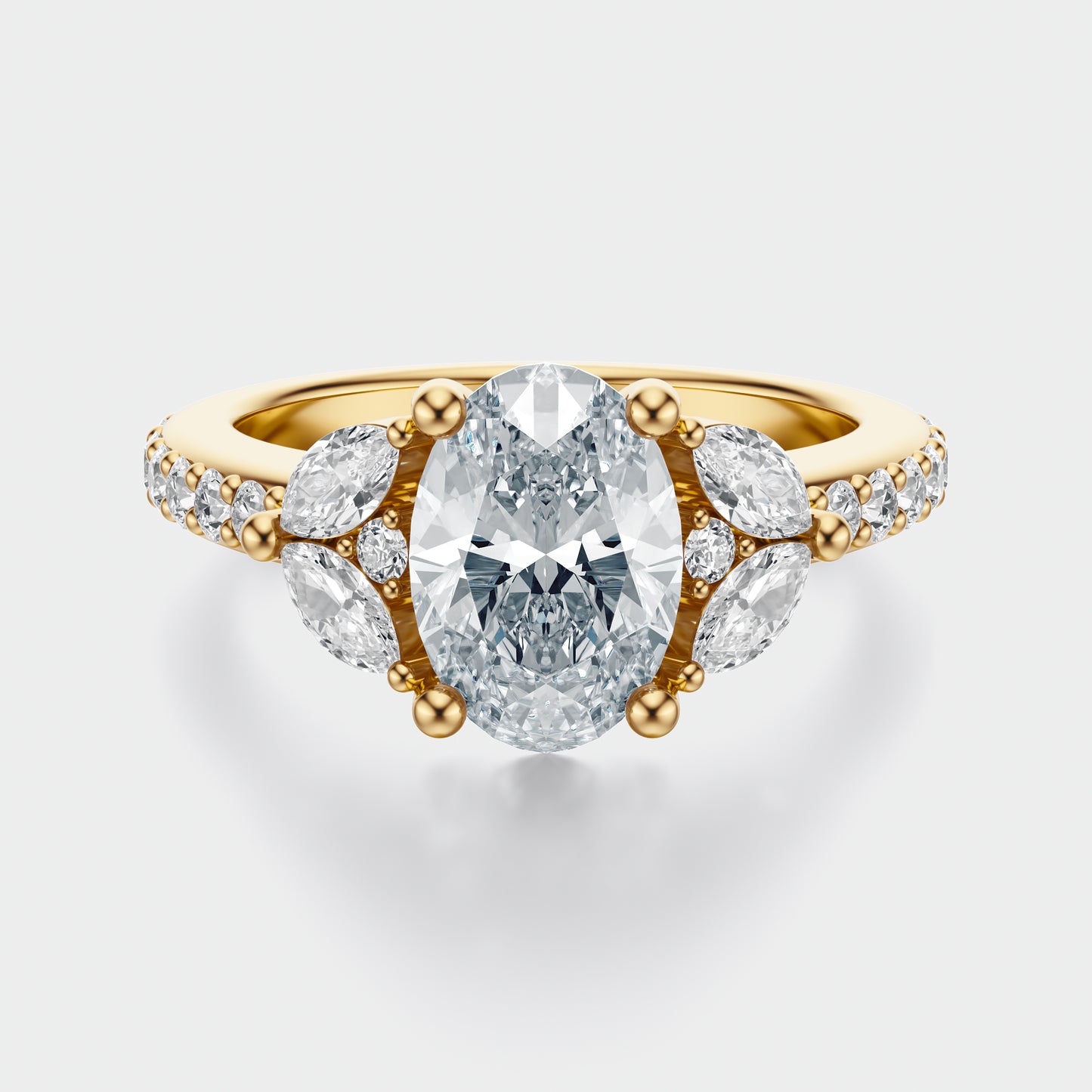 2 Carat Oval fleur de lune setting ring