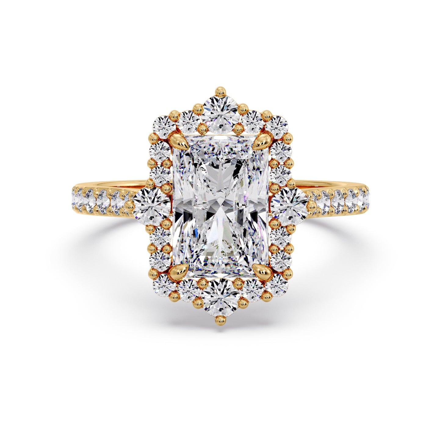Radiant diamond set in my mosaic/halo setting
