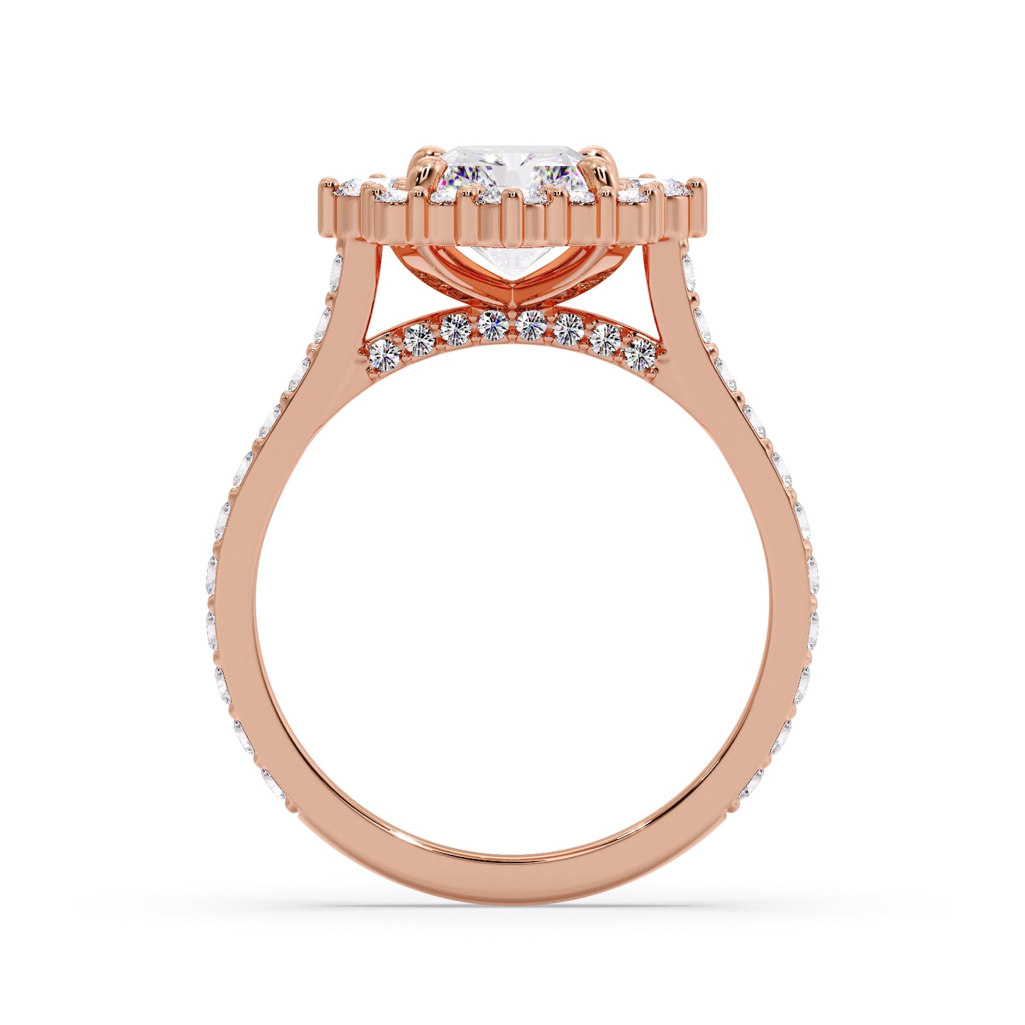 Radiant diamond set in my mosaic/halo setting