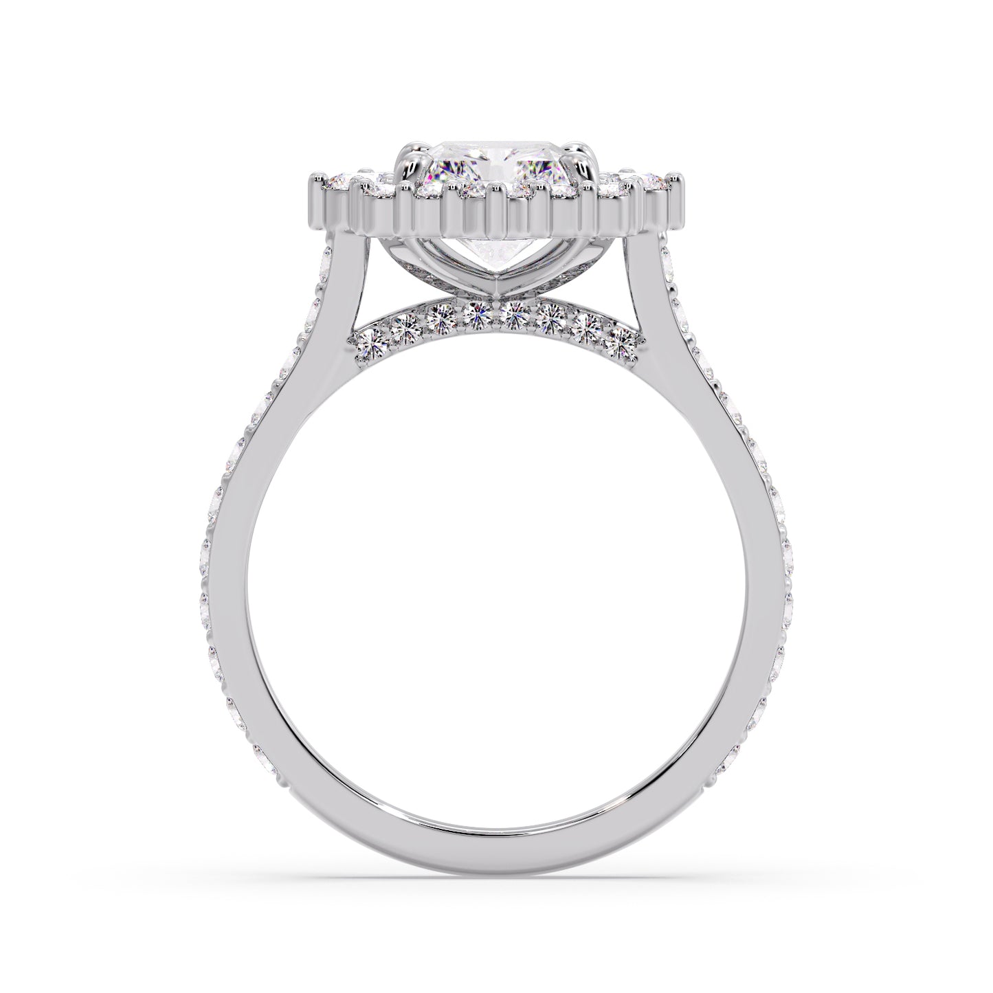 Radiant diamond set in my mosaic/halo setting
