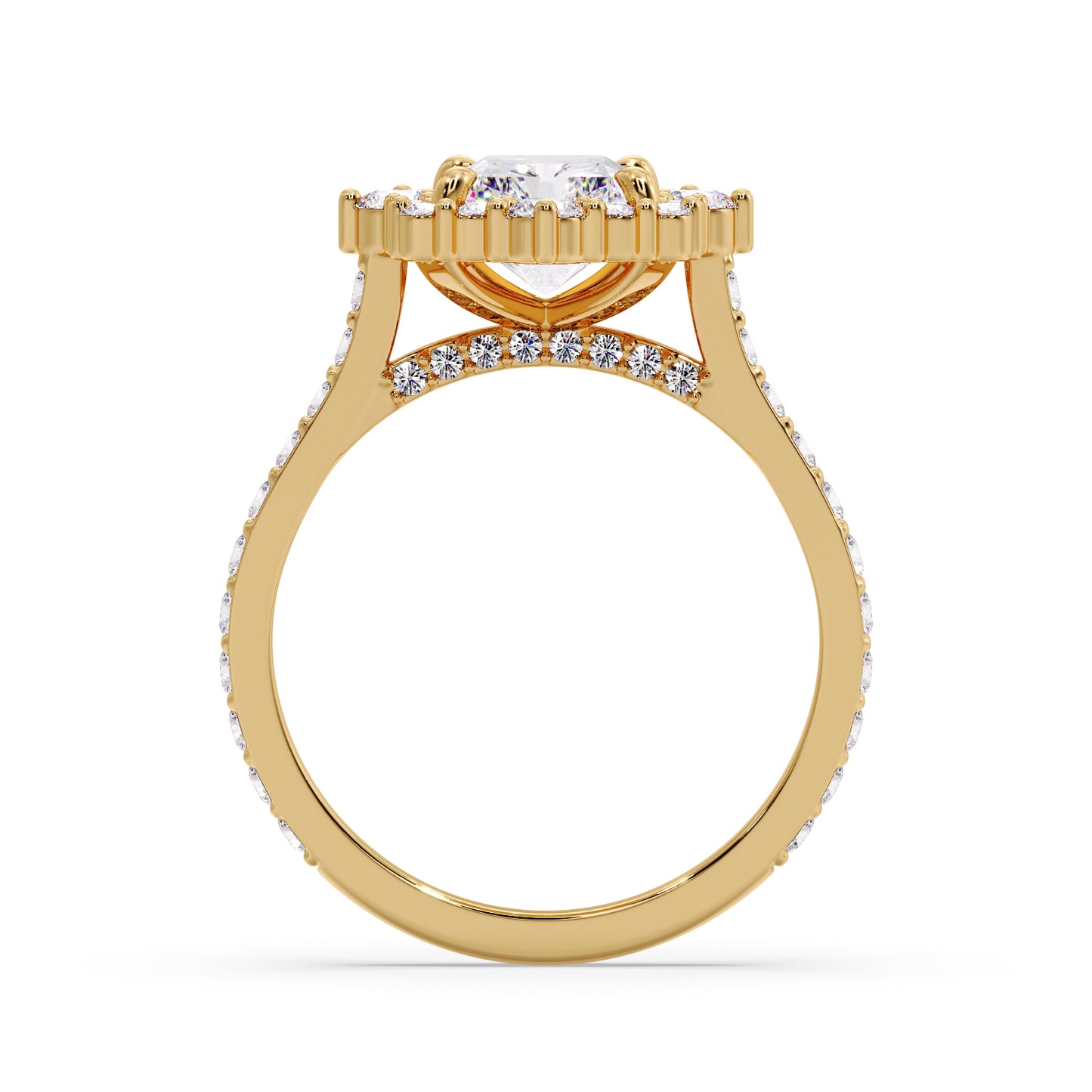 Radiant diamond set in my mosaic/halo setting