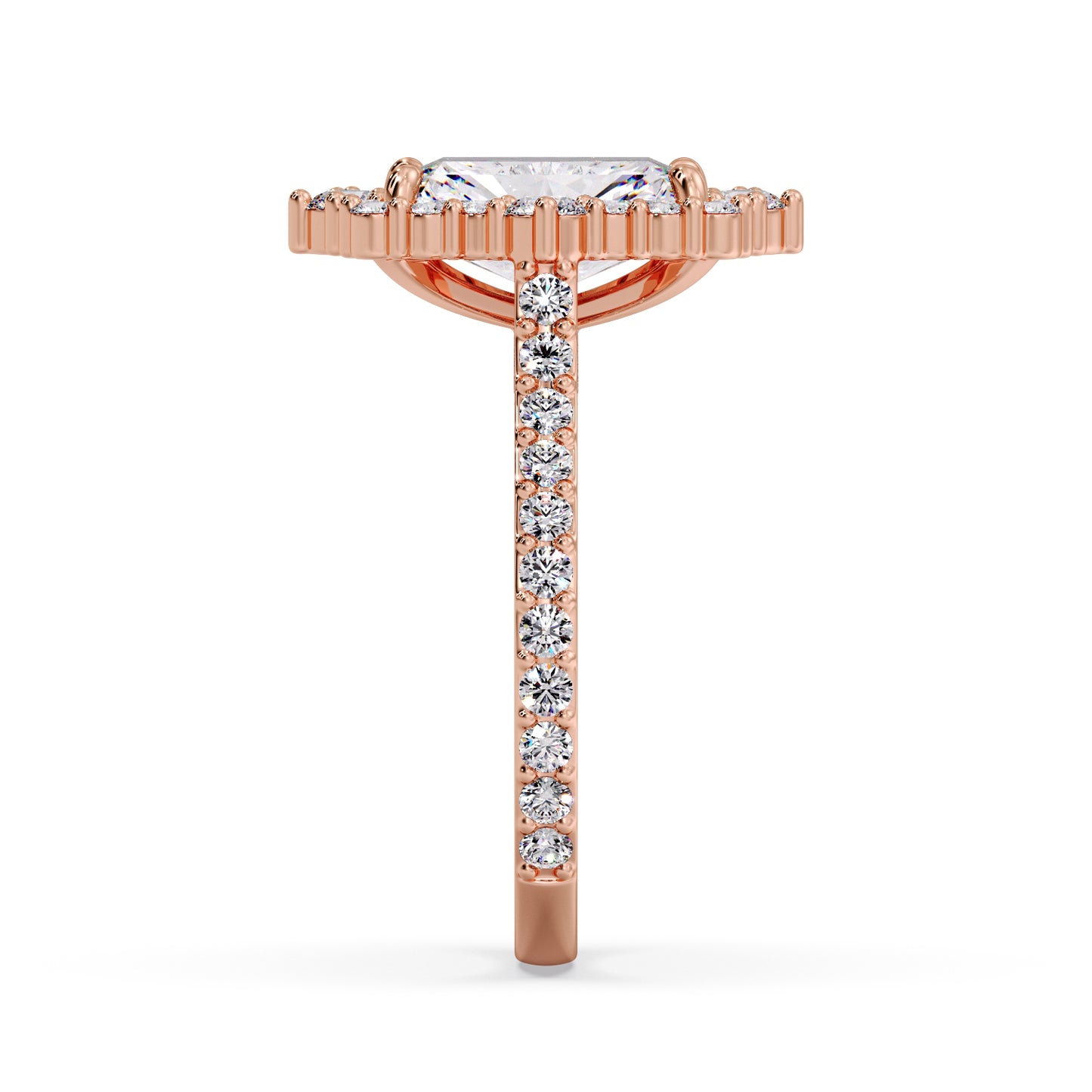 Radiant diamond set in my mosaic/halo setting