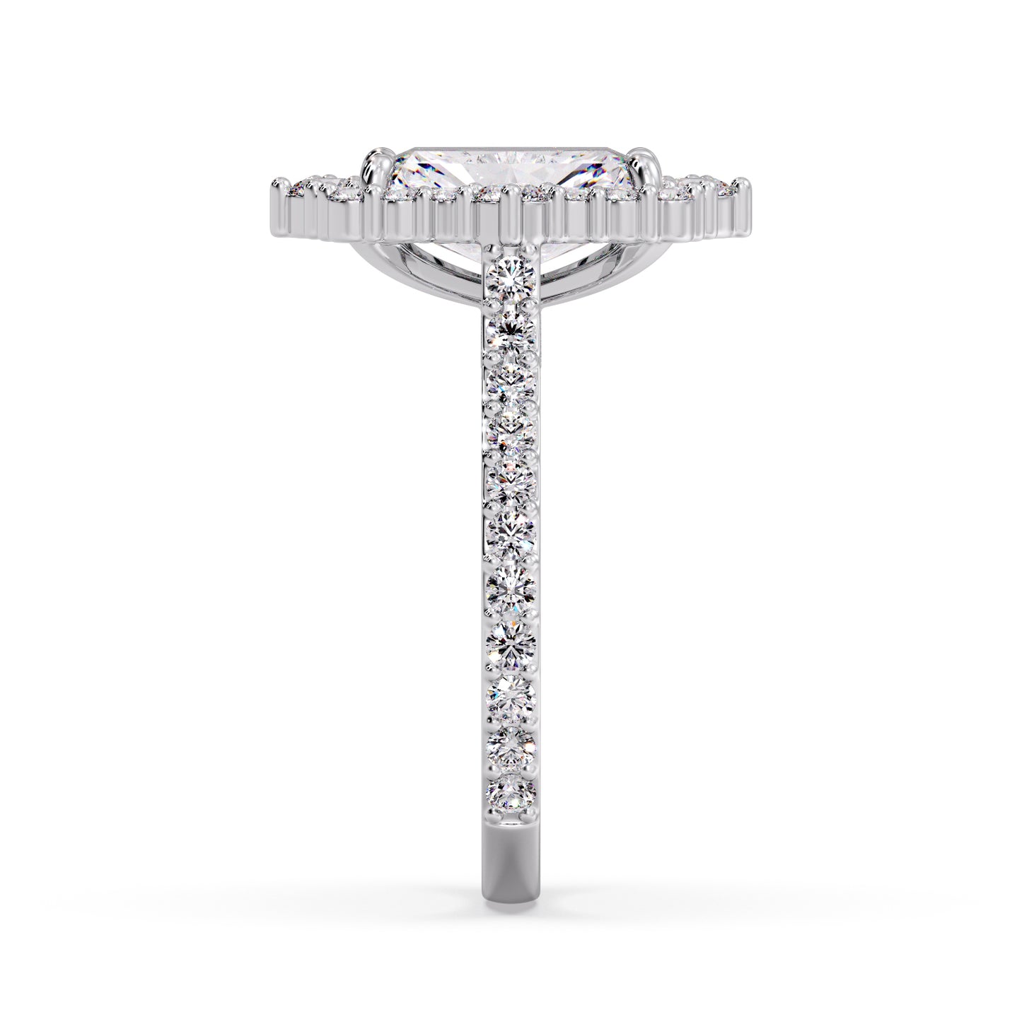 Radiant diamond set in my mosaic/halo setting