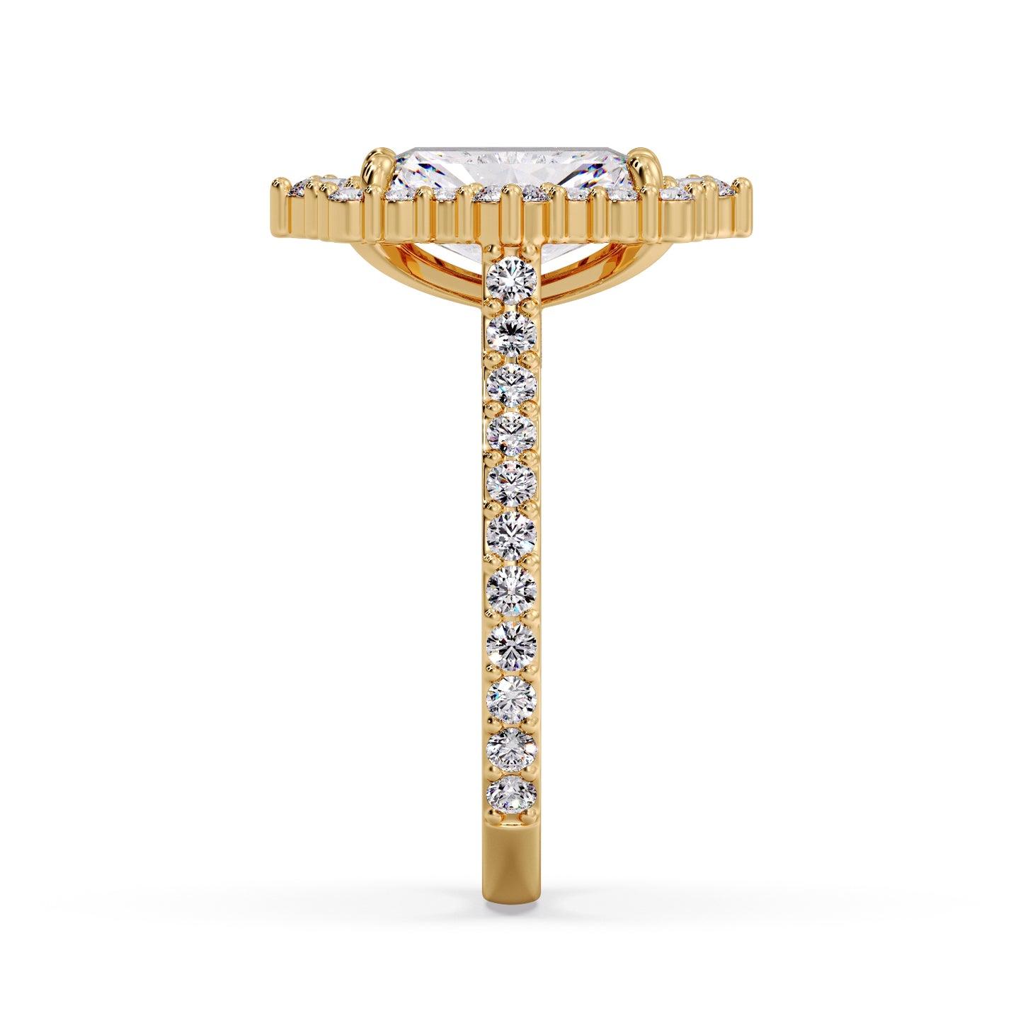 Radiant diamond set in my mosaic/halo setting