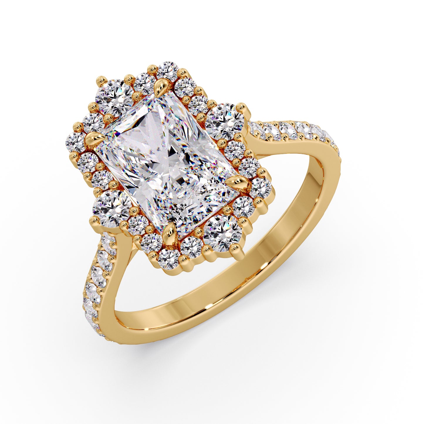 Radiant diamond set in my mosaic/halo setting