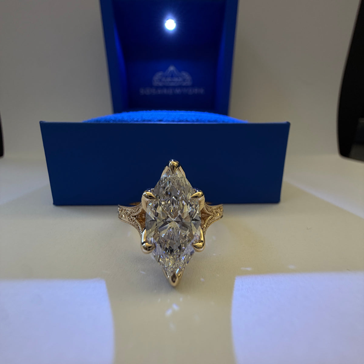 Marquise fancy engraved split band rig – Sosajewelrynyc