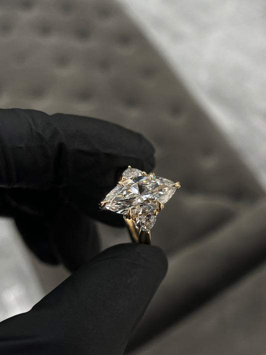 3 Carat Marquise crown of hearts setting