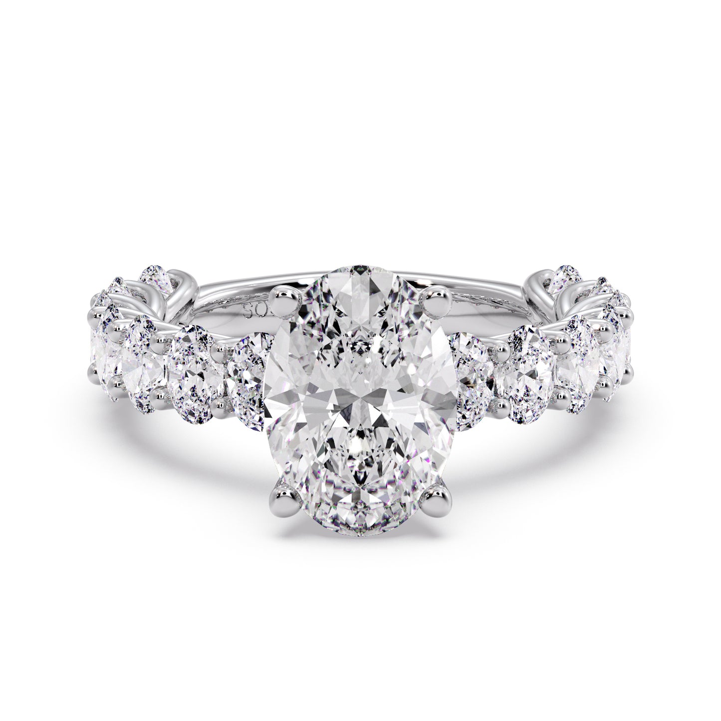 Oval diamond set in my infinite oval band setting