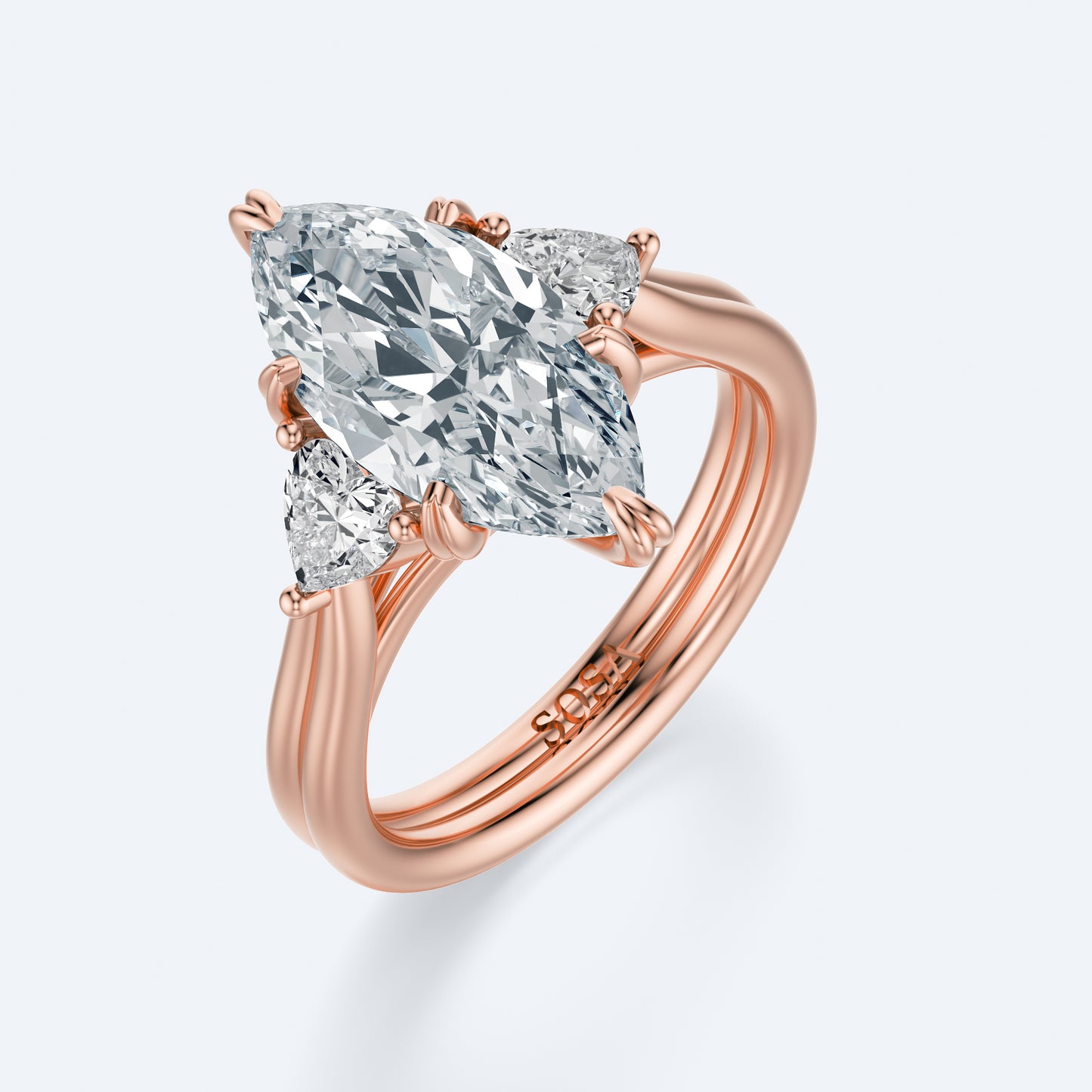 3 Carat Marquise crown of hearts setting