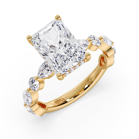 3CT Radiant Marquise & round band VS1 D color