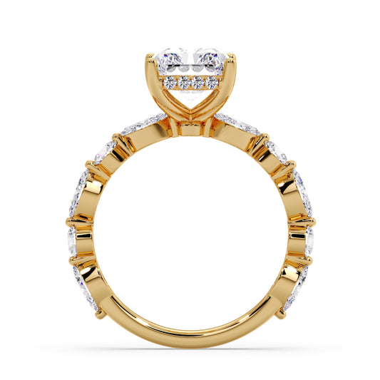 Radiant diamond in my Marquise & round band setting